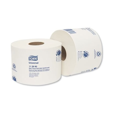 Tork 12990, UNIVERSAL BATH TISSUE ROLL WITH OPTICORE, SEPTIC SAFE, 1-PLY, WHITE, 1755 SHEETS/ROLL, 36CT 112990